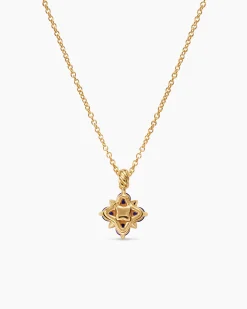 Petite Modern Renaissance® Pendant Necklace 18K Yellow Gold with Sapphires and Diamond, 9.2mm