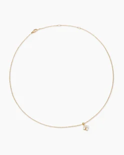 Petite Modern Renaissance® Pearl Pendant Necklace 18K Yellow Gold with Pearls and Center Diamond, 7.3mm