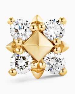 Petite Modern Renaissance® Pyramid Stud Earrings 18K Yellow Gold with Diamonds, 8mm