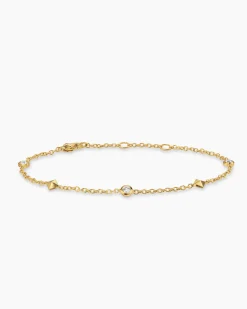 Petite Modern Renaissance® Station Bracelet 18K Yellow Gold with Diamonds, 4.6mm