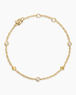 Petite Modern Renaissance® Station Bracelet 18K Yellow Gold with Diamonds, 4.6mm
