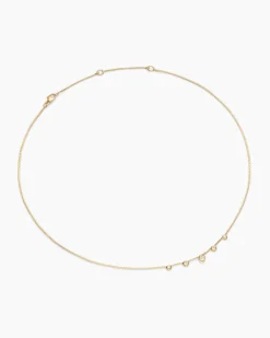 Petite Modern Renaissance® Station Chain Necklace 18K Yellow Gold with Diamonds, 3.4mm