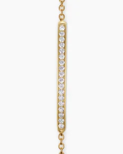 Petite Pavé Bar Bracelet 18K Yellow Gold with Diamonds, 1.7mm