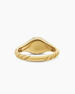 Petite Pavé Pinky Ring 18K Yellow Gold with Diamonds, 7mm
