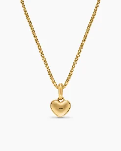 Petite Puffy Cable Heart Amulet 18K Yellow Gold, 7.4mm
