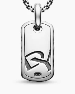 Petite Sculpted Cable Tag Sterling Silver, 10mm