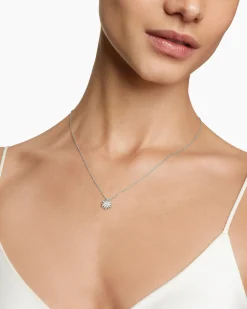 Petite Starburst Pendant Necklace Sterling Silver with Diamonds, 10.5mm