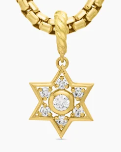 Petite Star of David Pendant 18K Yellow Gold with Diamonds, 11.2mm