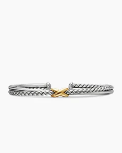 Petite X Center Station Bracelet Sterling Silver with 18K Yellow Gold, 5.2mm