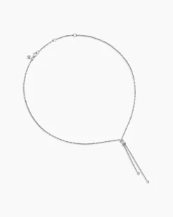 Petite X Lariat Necklace Sterling Silver with Diamonds