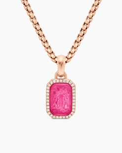 Petrvs® Bee Amulet 18K Rose Gold with Rubellite and Diamonds, 15mm