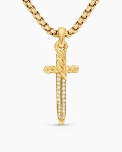 Petrvs® Dagger Amulet 18K Yellow Gold with Diamonds, 32mm