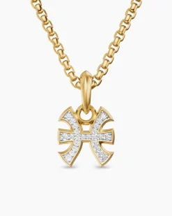 Pisces Amulet 18K Yellow Gold with Diamonds, 15.3mm