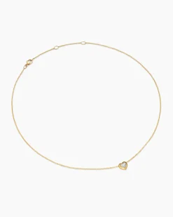 Puffy Heart Pendant Necklace 18K Yellow Gold with Diamonds, 7.8mm