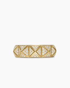 Pyramid Band Ring 18K Yellow Gold with Diamonds, 6.5mm