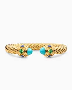 Renaissance® Cablespira® Bracelet 18K Yellow Gold with Turquoise, Tsavorite and Tanzanite, 9mm