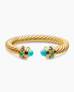 Renaissance® Cablespira® Bracelet 18K Yellow Gold with Turquoise, Tsavorite and Tanzanite, 9mm