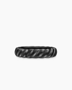 Sculpted Cable Band Ring Black Titanium, 5mm