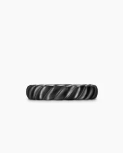 Sculpted Cable Band Ring Black Titanium, 5mm