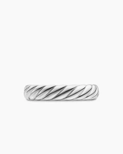 Sculpted Cable Band Ring 18K White Gold, 4.6mm