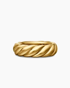 Sculpted Cable Band Ring 18K Yellow Gold, 6mm