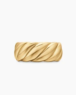 Sculpted Cable Band Ring 18K Yellow Gold, 9mm