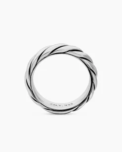 Sculpted Cable Band Ring Sterling Silver, 6mm