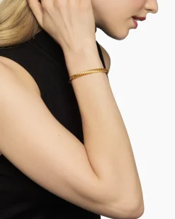 Sculpted Cable Bangle Bracelet 18K Yellow Gold, 6.2mm
