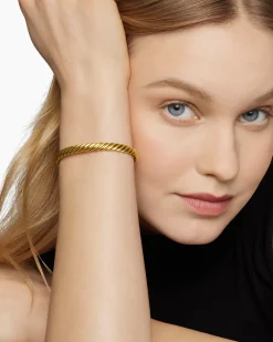 Sculpted Cable Bangle Bracelet 18K Yellow Gold, 6.2mm