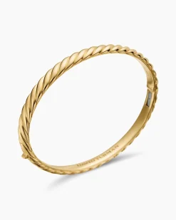 Sculpted Cable Bangle Bracelet 18K Yellow Gold, 6.2mm