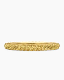 Sculpted Cable Bangle Bracelet 18K Yellow Gold with Yellow Sapphires, 6.2mm
