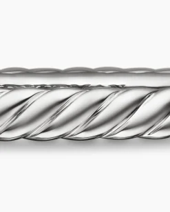 Sculpted Cable Bangle Bracelet 18K White Gold, 4.6mm