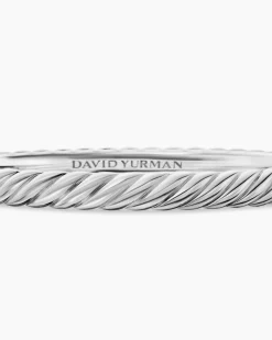 Sculpted Cable Bangle Bracelet 18K White Gold, 6.2mm