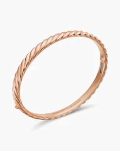Sculpted Cable Bangle Bracelet 18K Rose Gold, 6.2mm