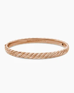 Sculpted Cable Bangle Bracelet 18K Rose Gold, 6.2mm
