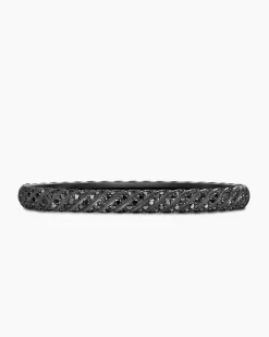 Sculpted Cable Bangle Bracelet Black Titanium with Black Diamonds, 6.2mm