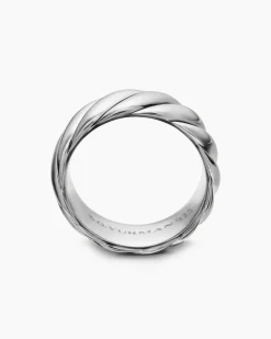 Sculpted Cable Contour Band Ring Sterling Silver, 9mm