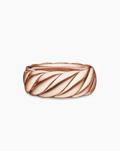 Sculpted Cable Contour Band Ring 18K Rose Gold, 9mm