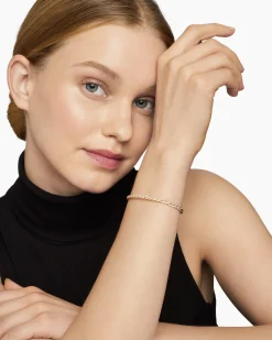 Sculpted Cable Flex Bracelet 18K Yellow Gold with Diamonds, 3.5mm