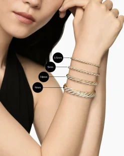 Sculpted Cable Flex Bracelet 18K Yellow Gold with Diamonds, 3.5mm