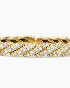 Sculpted Cable Flex Bracelet 18K Yellow Gold with Diamonds, 7.8mm