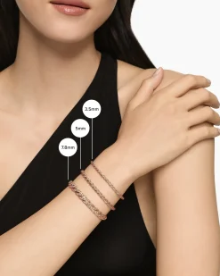 Sculpted Cable Flex Bracelet 18K Rose Gold with Cognac Diamonds, 7.8mm