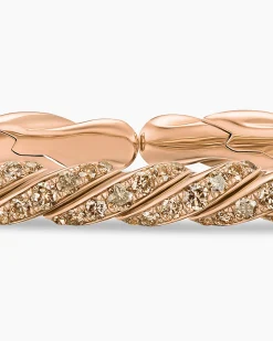 Sculpted Cable Flex Bracelet 18K Rose Gold with Cognac Diamonds, 5mm