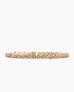 Sculpted Cable Flex Bracelet 18K Rose Gold with Cognac Diamonds, 3.5mm