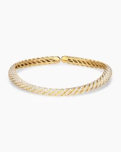 Sculpted Cable Flex Necklace 18K Yellow Gold with Diamonds, 11mm