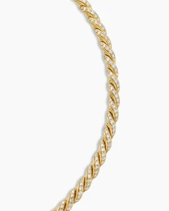 Sculpted Cable Flex Necklace 18K Yellow Gold with Diamonds, 5mm