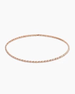 Sculpted Cable Flex Necklace 18K Rose Gold with Diamonds, 3.7mm