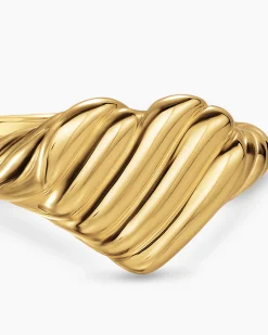 Sculpted Cable Heart Pinky Ring 18K Yellow Gold, 9mm