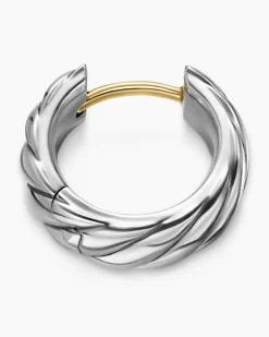 Sculpted Cable Hoop Earring Sterling Silver, 12.8mm