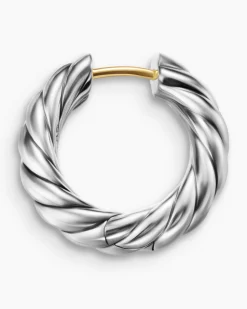 Sculpted Cable Hoop Earrings Sterling Silver, 18.6mm